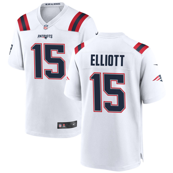 Men's New England Patriots #15 Ezekiel Elliott White Stitched Game Jersey Men's New England Patriots #15 Ezekiel Elliott White Stitched Game Jersey
